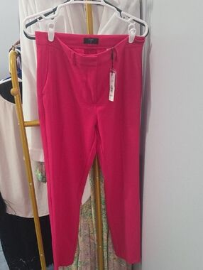 Tahari Bright Pink Straight Leg Tailored Pants